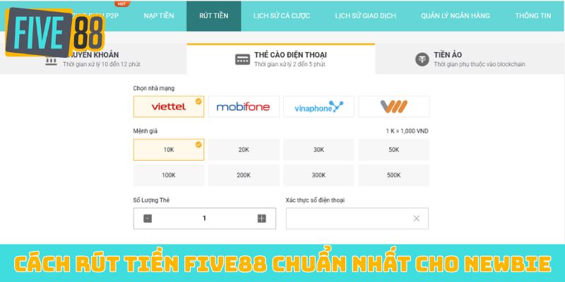 Cách rút tiền Five88 chuẩn nhất cho newbie
