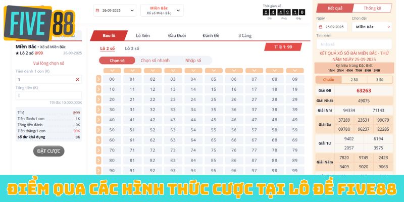 Điểm qua các hình thức cược tại lô đề Five88