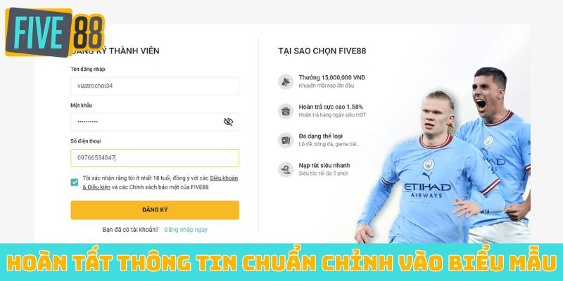 Hoàn tất thông tin chuẩn chỉnh vào biểu mẫu