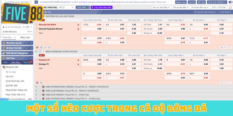 Một số kèo cược trong cá độ bóng đá