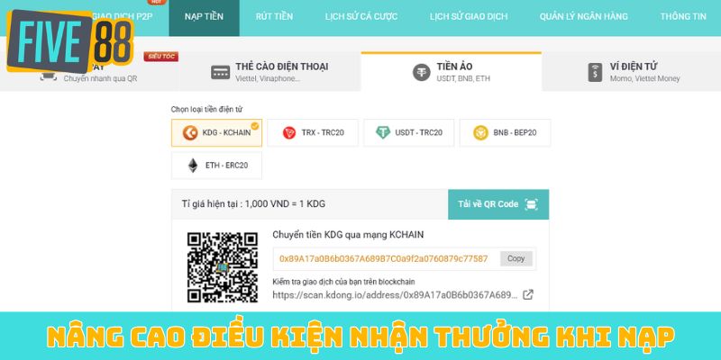 Nâng cao điều kiện nhận thưởng khi nạp