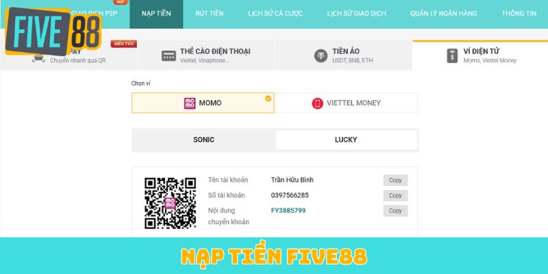 Nạp tiền Five88